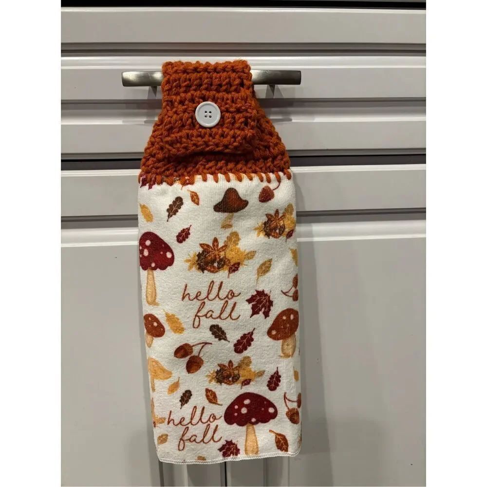 Crochet Top Kitchen Towel-Hello Fall
